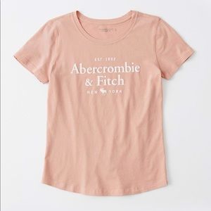 Pink Abercrombie & Fitch Logo T-shirt